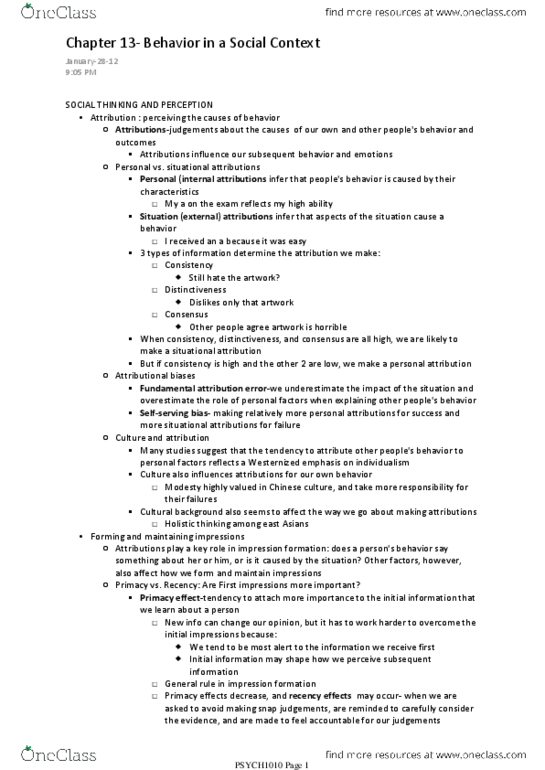 PSYC 1010 Lecture Notes - Social Loafing, Social Cognitive Theory, Disinhibition thumbnail