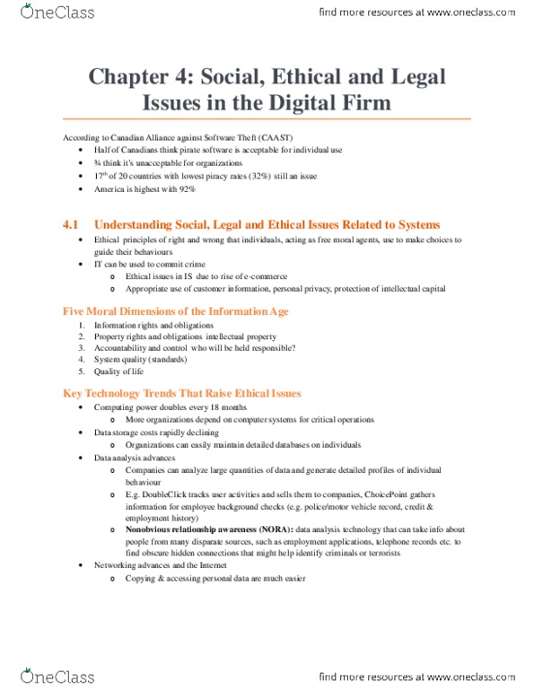 ADMS 2511 Lecture Notes - Personal Information Protection And Electronic Documents Act, Digital Millennium Copyright Act thumbnail