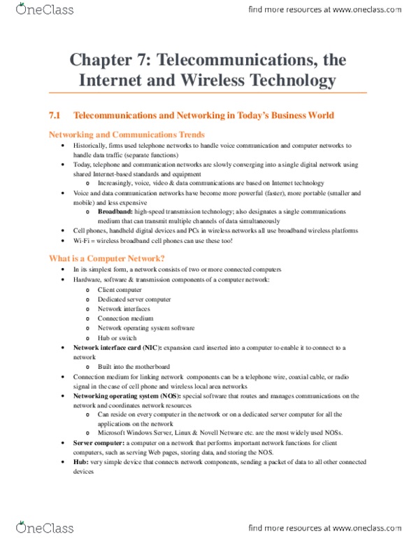 ADMS 2511 Lecture Notes - Internet Protocol Suite, Demodulation, Extranet thumbnail