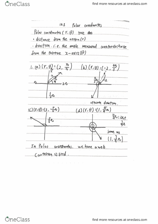 MATH 1132Q Lecture 14: Math 1132Q-030 Lecture 14 10.3 Polar Coordinates cover image