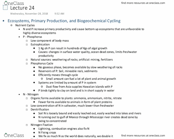 BIS 2B Lecture Notes - Lecture 24: Denitrification, Eutrophication, Water Scarcity thumbnail