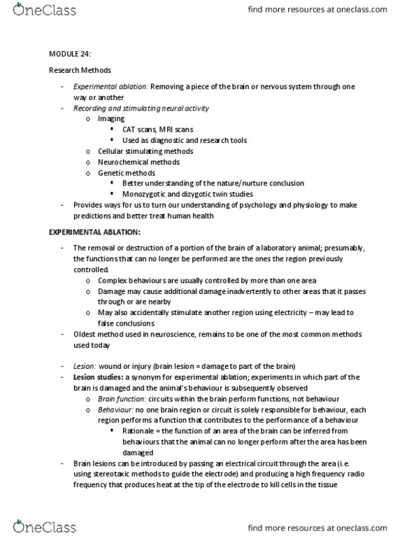 PSYCH261 Lecture Notes - Lecture 24: Twin, Electrical Network, Brain thumbnail