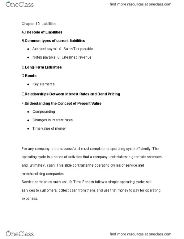 ACCT 2001 Lecture Notes - Lecture 25: Life Time Fitness, Current Liability, Financial Statement cover image