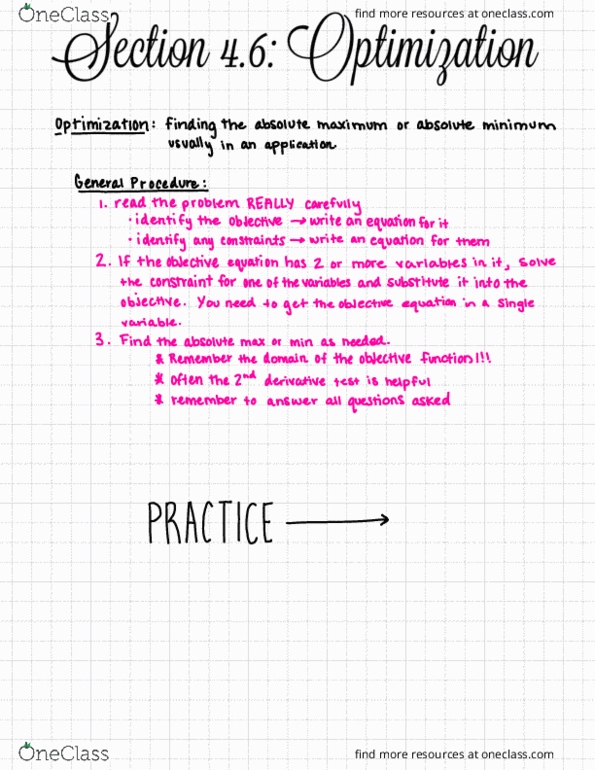 MATH 019 Lecture 16: Section 4.6 - Optimization thumbnail