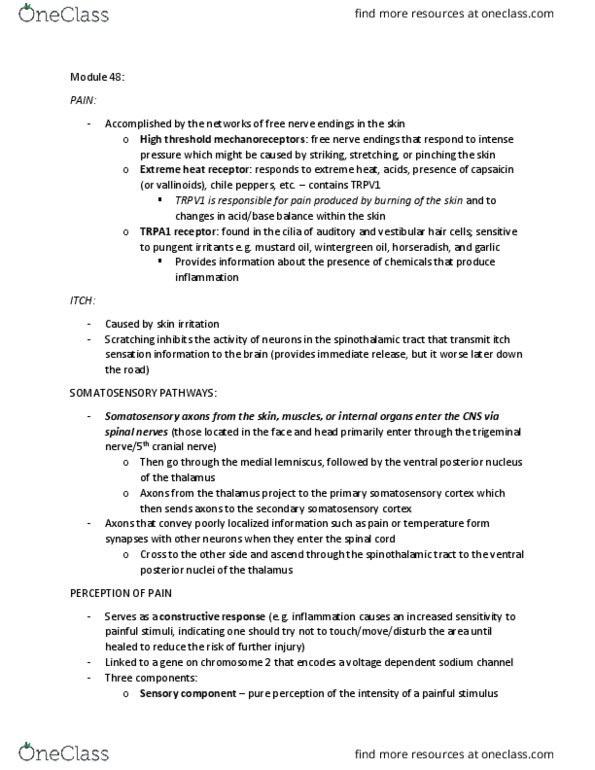 PSYCH261 Lecture Notes - Lecture 48: Ventral Posterior Nucleus, Secondary Somatosensory Cortex, Postcentral Gyrus thumbnail