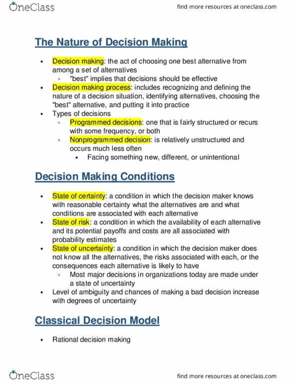 MGMT 309 Lecture Notes - Lecture 8: Decision-Making, Electronic Body Music, Groupthink thumbnail