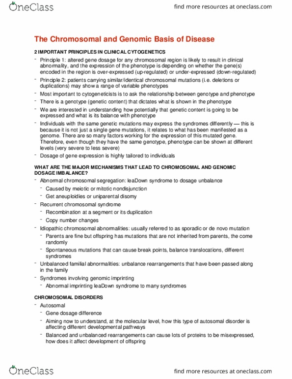 CMMB 413 Lecture Notes - Lecture 7: Gene Dosage, Genomic Imprinting, Nondisjunction thumbnail