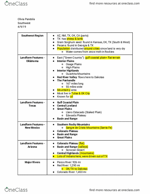 GEO 350 Lecture Notes - Lecture 16: Sangre De Cristo Mountains, Llano Estacado, Osage Plains thumbnail