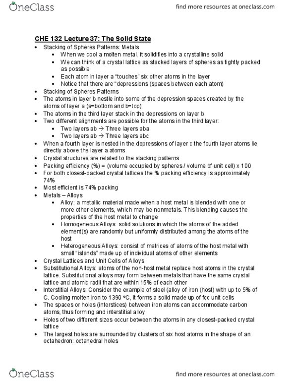 CHE 132 Lecture Notes - Lecture 40: Semimetal, Interstitial Compound, Dopant cover image