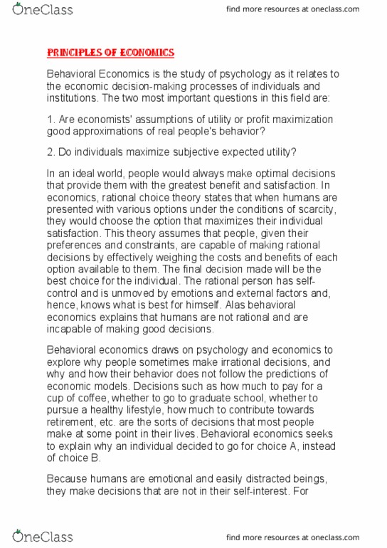 200525 Lecture Notes - Lecture 17: Subjective Expected Utility, Behavioral Economics, Profit Maximization thumbnail