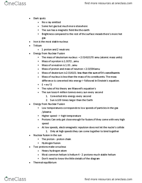 ASTR 209 Lecture Notes - Lecture 10: Triple-Alpha Process, Nuclear Fusion, Thermal Equilibrium thumbnail