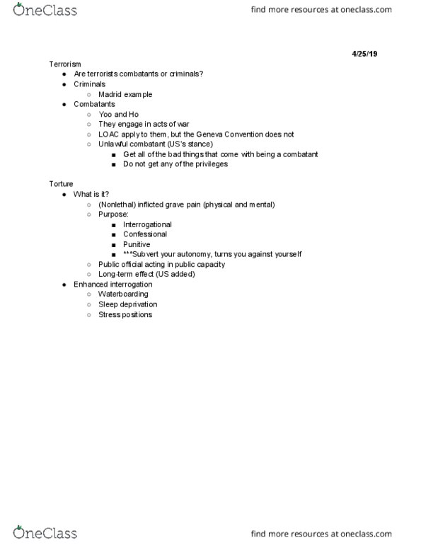 PHIL 2429 Lecture Notes - Lecture 15: Unlawful Combatant, Line Of Actual Control, Enhanced Interrogation Techniques thumbnail