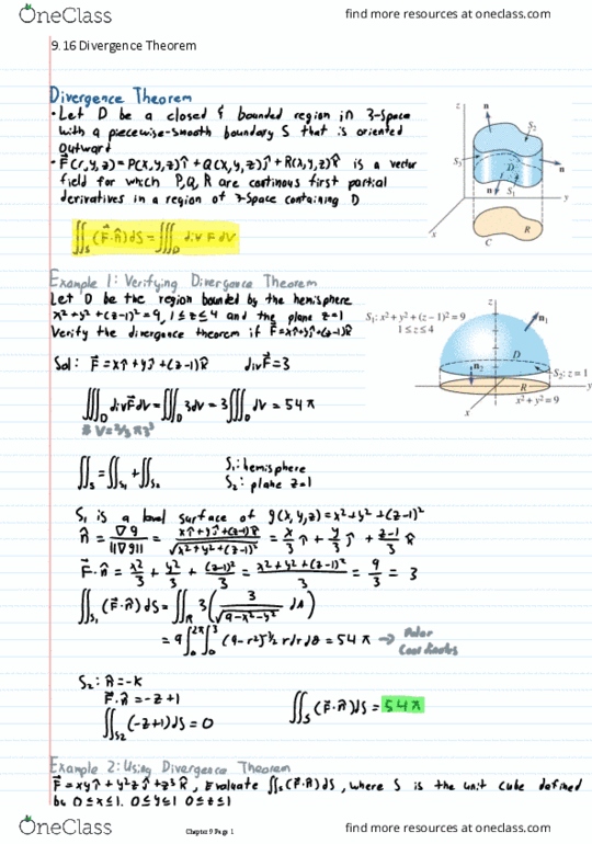 Applied Mathematics 2276A/B Chapter Notes - Chapter 9.16: Divergence Theorem thumbnail