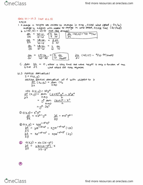 MAT 17C Lecture Notes - Lecture 2: Partial Derivative, Tangent Space thumbnail