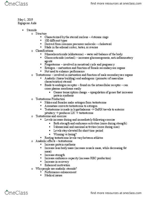 BMS 301 Lecture Notes - Lecture 31: Performance-Enhancing Substance, Anabolic Steroid, Lean Body Mass thumbnail