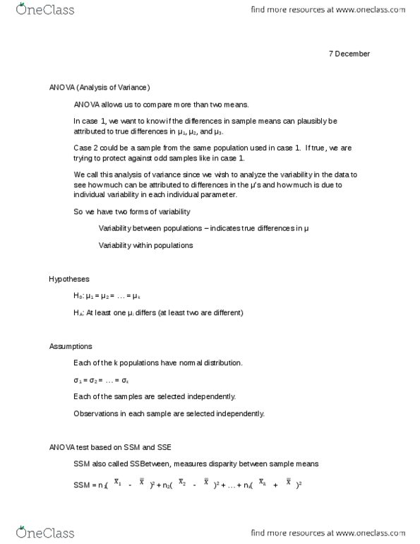 STAT 301 Lecture Notes - Analysis Of Variance, F-Test thumbnail