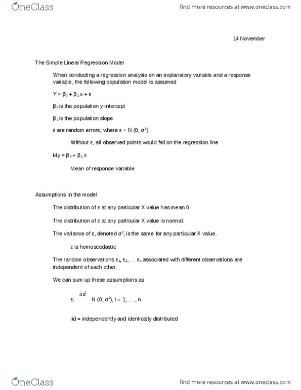 STAT 301 Lecture Notes - Regression Analysis, Homoscedasticity, Dependent And Independent Variables thumbnail