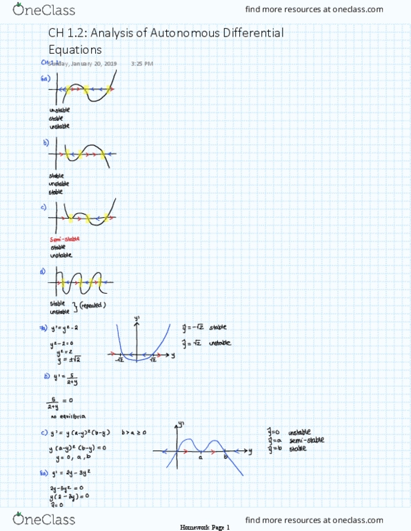 Applied Mathematics 1201A/B Chapter 1.2: CH 1.2 Analysis of Autonomous Differential Equations thumbnail