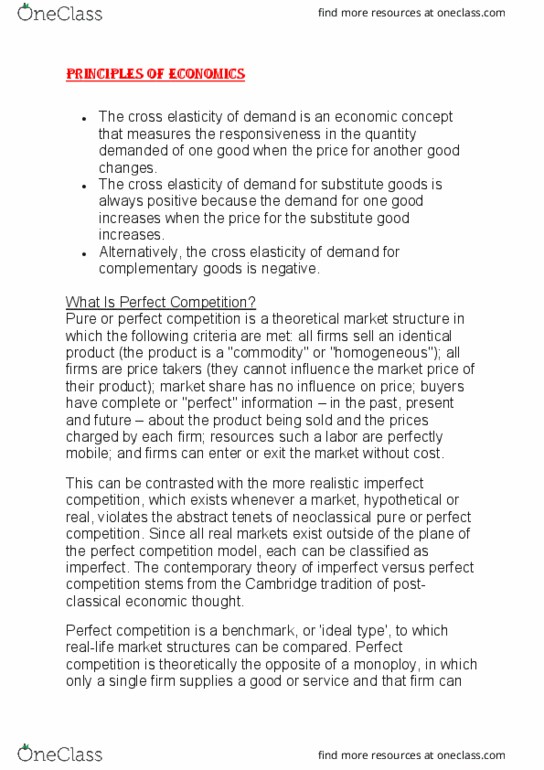 200525 Lecture Notes - Lecture 24: Imperfect Competition, Substitute Good, Perfect Competition thumbnail