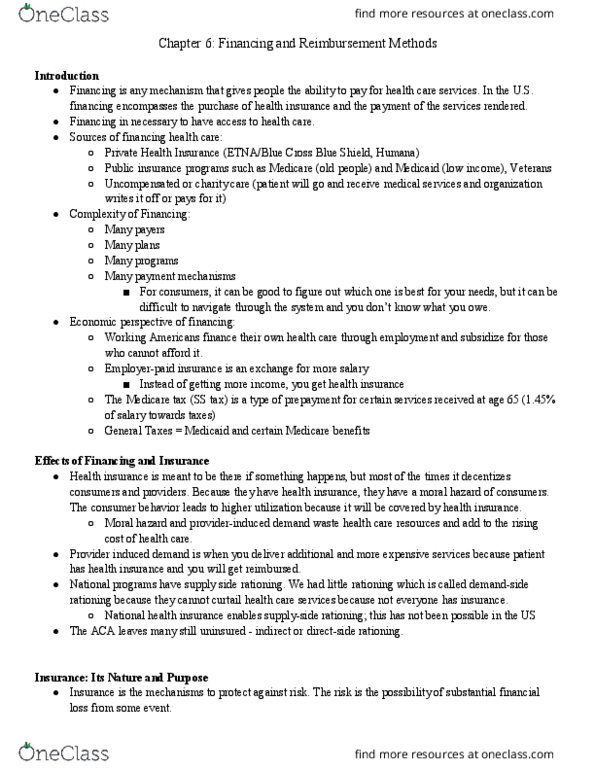 HLTH-2030 Lecture Notes - Lecture 6: National Health Insurance, Induced Demand, Moral Hazard thumbnail