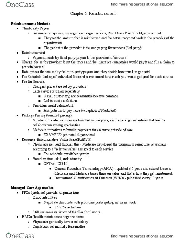 HLTH-2030 Lecture Notes - Lecture 6: Preferred Provider Organization, Managed Care, Standard Cost Accounting thumbnail