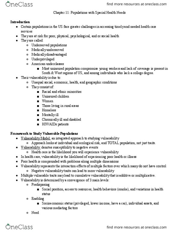 HLTH-2030 Lecture Notes - Lecture 11: Chronic Condition, Socioeconomic Status, Socioeconomics thumbnail