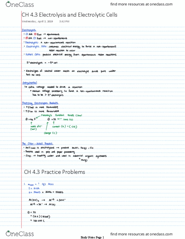 Chemistry 1302A/B Chapter 4.3: CH 4.3 Electrolysis and Electrolytic Cells thumbnail