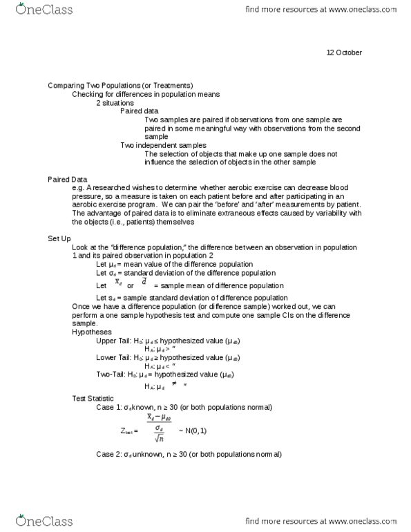 STAT 301 Lecture Notes - Statistical Hypothesis Testing thumbnail