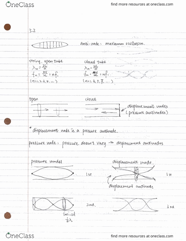 PHYS 6B Lecture Notes - Lecture 10: Acoustic Resonance cover image