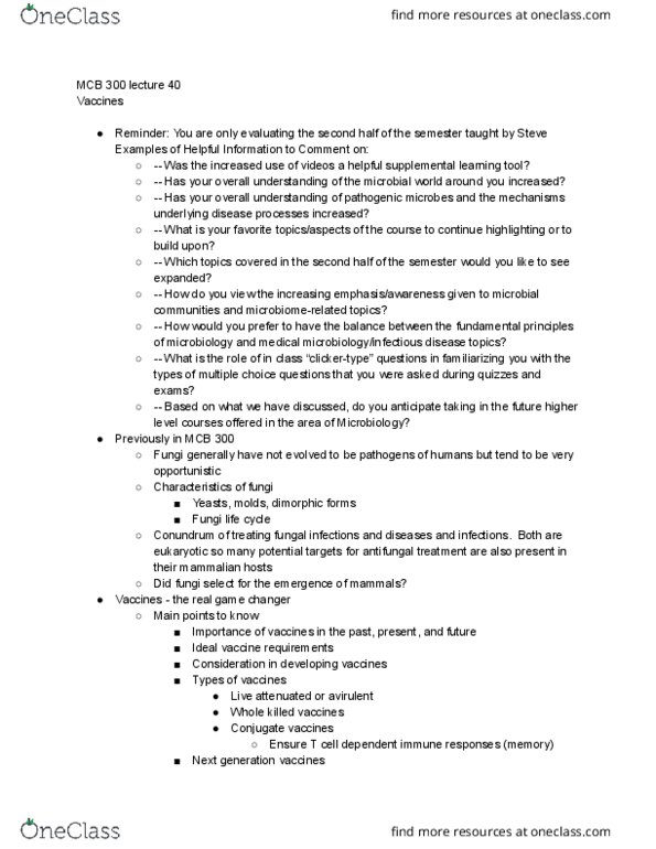 MCB 300 Lecture Notes - Lecture 40: Microbiology, Herd Immunity thumbnail