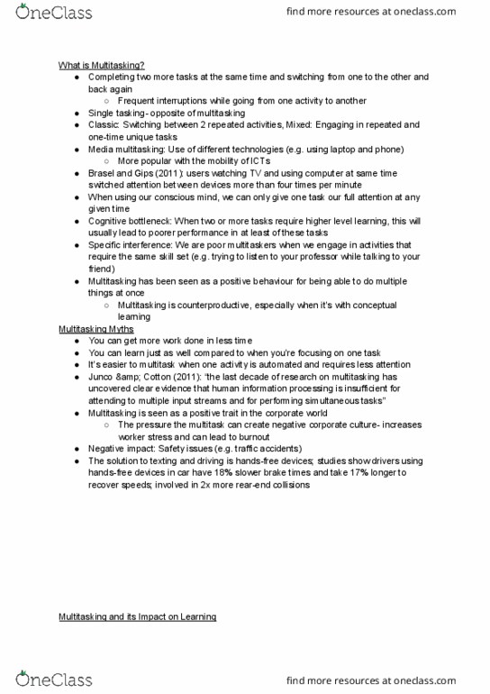 NATS 1505 Lecture Notes - Lecture 5: Media Multitasking, Handsfree, Pomodoro Technique thumbnail