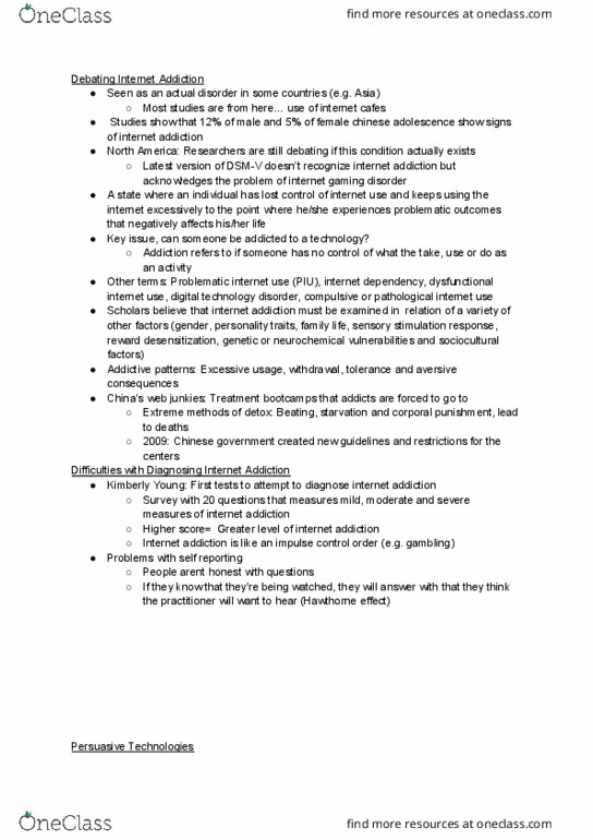 NATS 1505 Lecture Notes - Lecture 9: Internet Addiction Disorder, Online Game, Control Order thumbnail