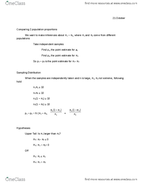 STAT 301 Lecture Notes - Confidence Interval, Sampling Distribution, Point Estimation thumbnail