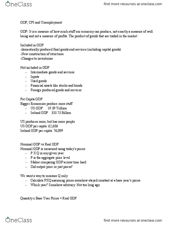 ECON 201 Lecture Notes - Lecture 5: Price Level, Market Basket thumbnail