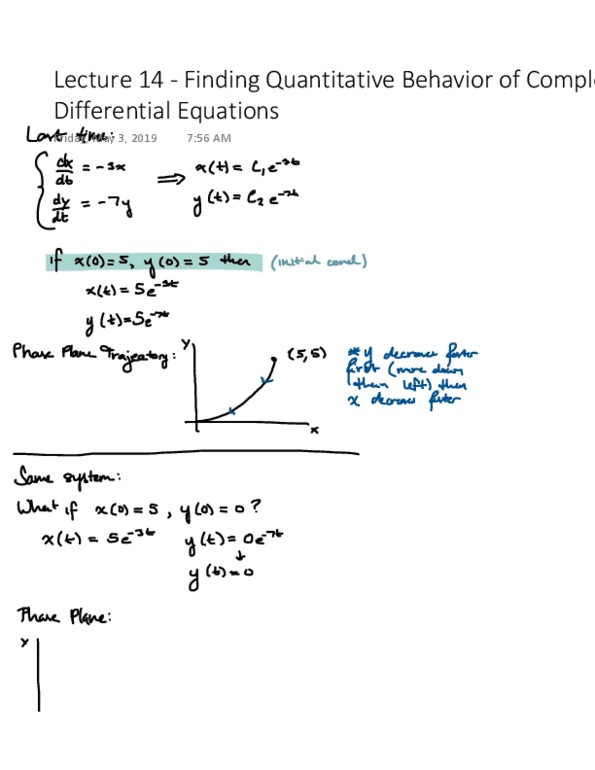 MAT 17C Lecture 14: Finding Quantitative Behavior of Complex Systems of Differential Equations thumbnail