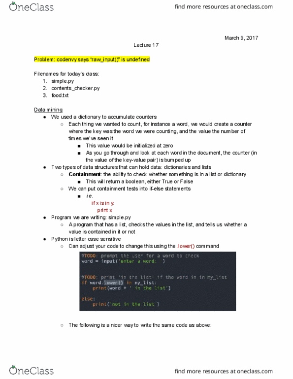 COMP 102 Lecture Notes - Lecture 9: Letter Case, Data Mining, Newline thumbnail