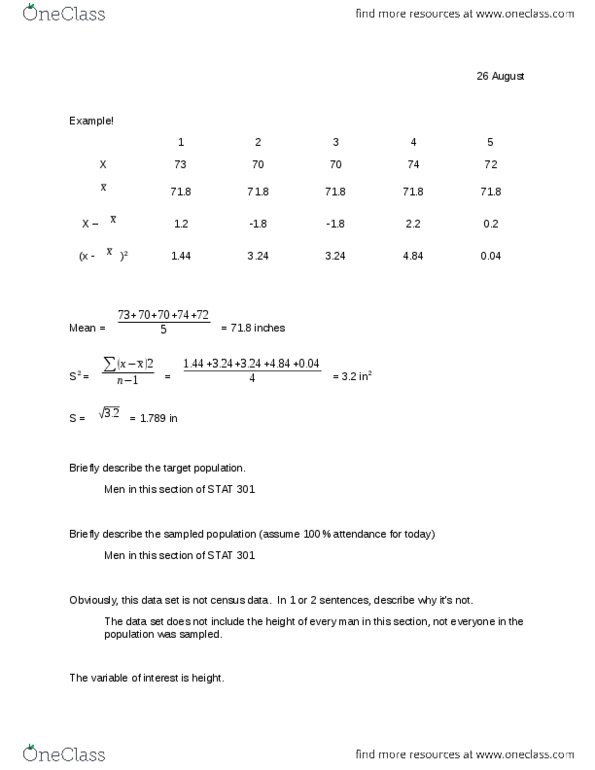 STAT 301 Lecture Notes - Standard Score, Standard Deviation thumbnail