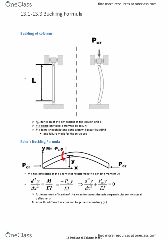 Mechatronic Systems Engineering 2212A/B Lecture Notes - Lecture 18: Buckling thumbnail