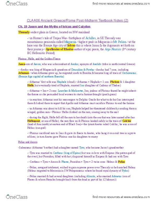 CLAA06H3 Chapter 19-21: CLAA06 Ch. 19-21 Notes (Jason, Myths of Iolcus & Calydon, Trojan War & Aftermath) thumbnail