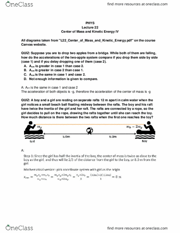 PHYS 121 Lecture Notes - Lecture 22: Beach Ball, Inelastic Collision, Kinetic Energy thumbnail