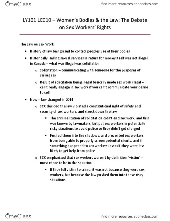 LY101 Lecture Notes - Lecture 10: Labor Rights, Socialist Feminism, Third-Wave Feminism thumbnail