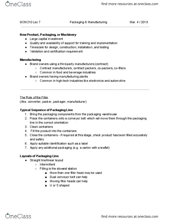 GCM 210 Lecture Notes - Lecture 7: High Tech, Screw Thread, Brown Sugar thumbnail