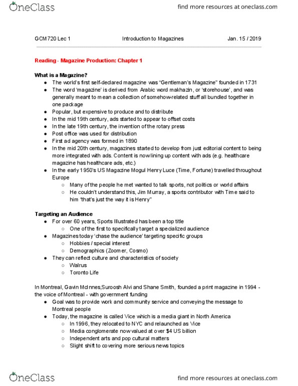 GCM 738 Lecture Notes - Lecture 1: Suroosh Alvi, Gavin Mcinnes, Henry Luce thumbnail