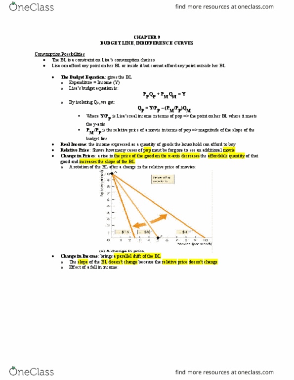 ECON 101 Chapter Notes - Chapter 9: Indifference Curve thumbnail