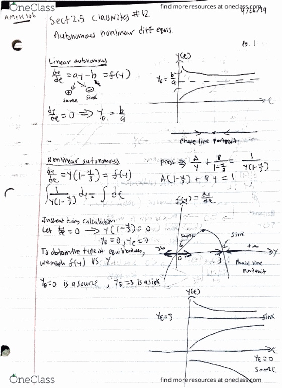 AMTH 106 Lecture 8: AMTH 106 Sect 2.5 Class Notes Autonoumous nonlinear diff eqns 2 thumbnail