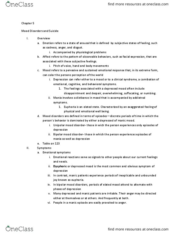 L33 Psych 354 Chapter Notes - Chapter 5: Mania, Circadian Rhythm, Comorbidity thumbnail