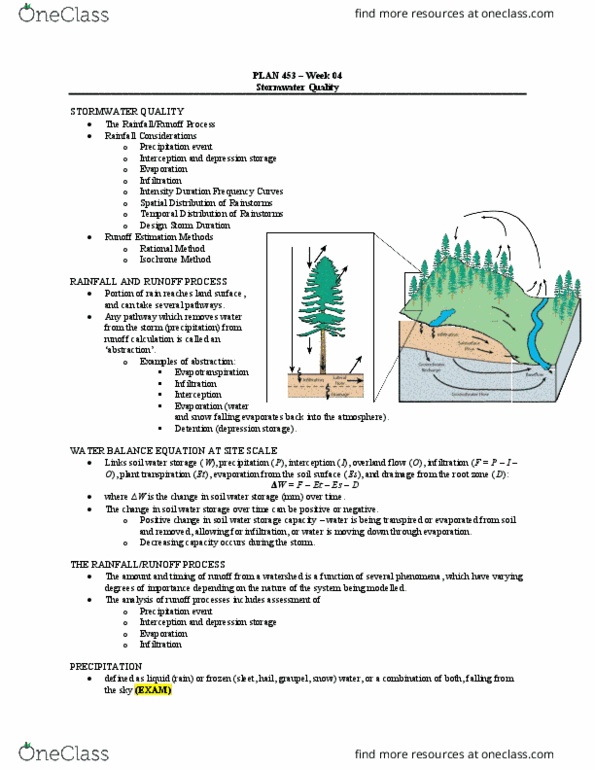 GEOG203 Lecture Notes - Lecture 9: Stormwater, Typset And Runoff, Transpiration thumbnail