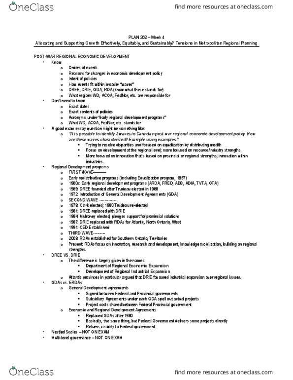 PLAN103 Lecture Notes - Lecture 9: Federal Economic Development Initiative For Northern Ontario, Deep Reactive-Ion Etching, Knowledge Mobilization thumbnail