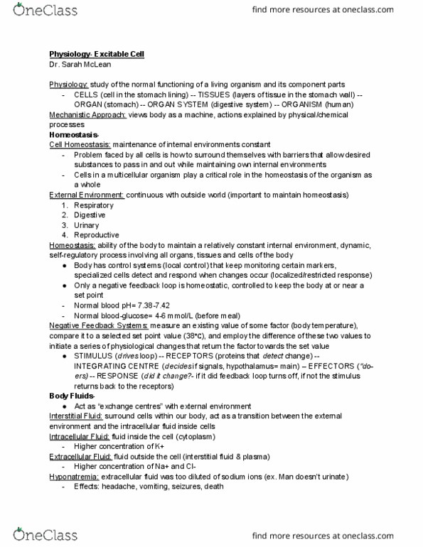 Physiology 1021 Lecture Notes - Lecture 7: Extracellular Fluid, Fluid Compartments, Hyponatremia thumbnail