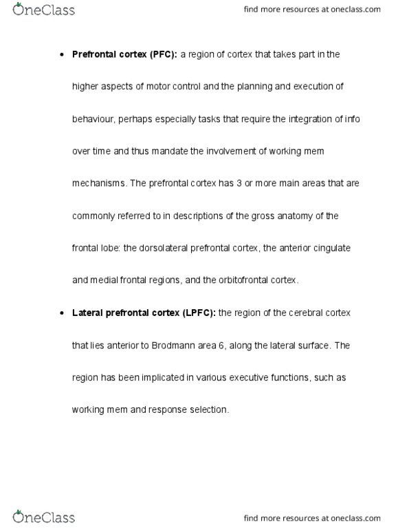 PSYB55H3 Chapter Notes - Chapter 12.2: Orbitofrontal Cortex, Brodmann Area, Frontal Lobe thumbnail